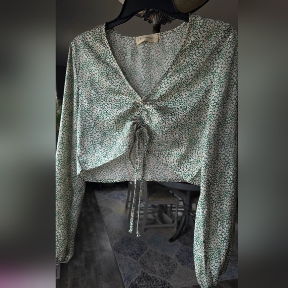 By Together Tops - By Together Green Floral Blouse